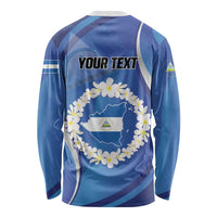 Personalized Nicaragua Independence Day 1821 Long Sleeve Shirt Plumeria Floral - Wonder Print Shop