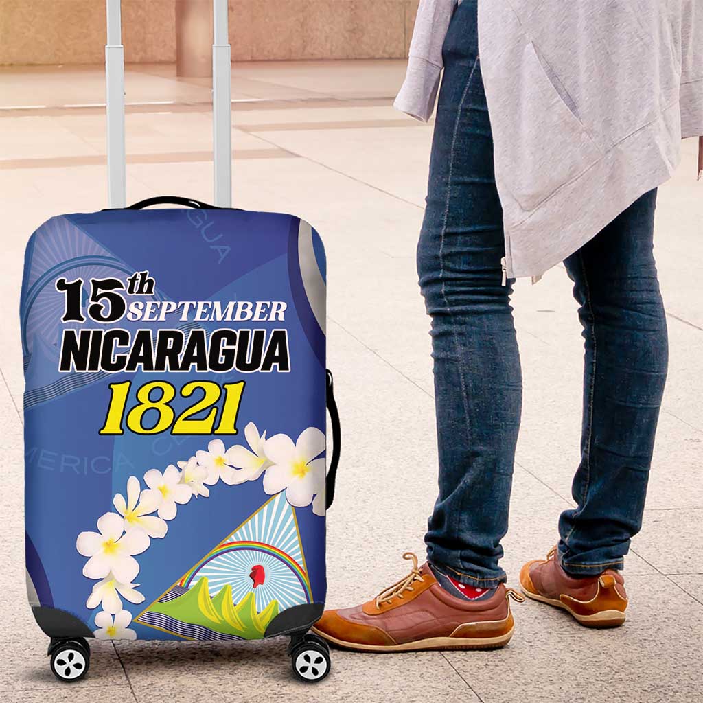 Nicaragua Independence Day 1821 Luggage Cover Plumeria Floral - Wonder Print Shop