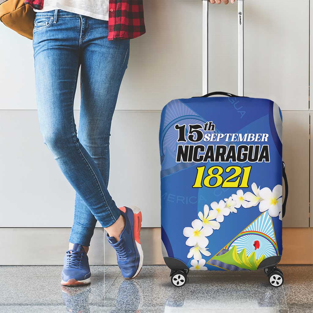 Nicaragua Independence Day 1821 Luggage Cover Plumeria Floral - Wonder Print Shop