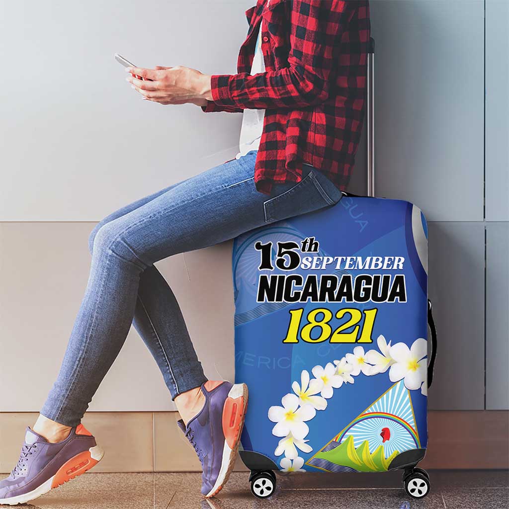 Nicaragua Independence Day 1821 Luggage Cover Plumeria Floral - Wonder Print Shop
