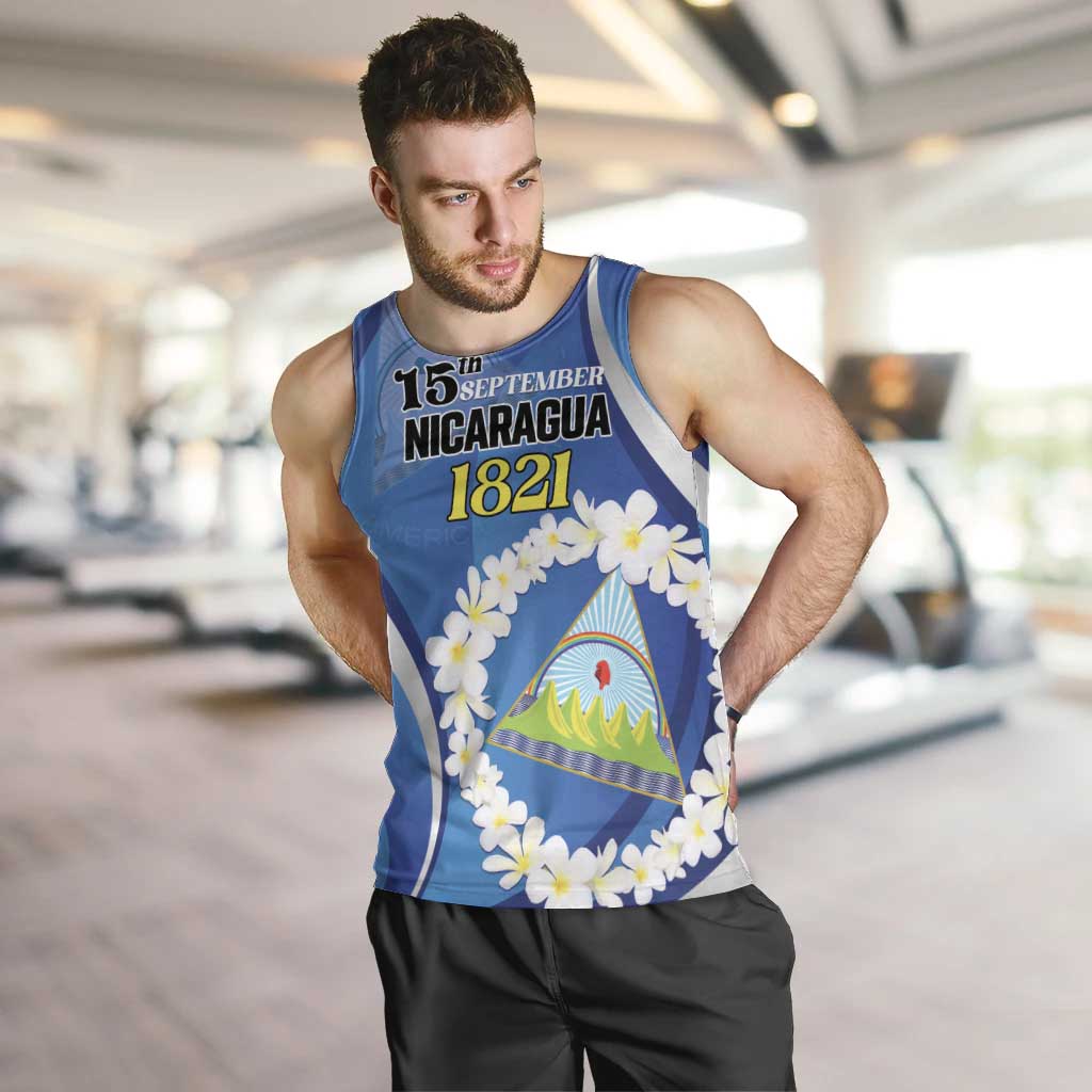 Personalized Nicaragua Independence Day 1821 Men Tank Top Plumeria Floral - Wonder Print Shop