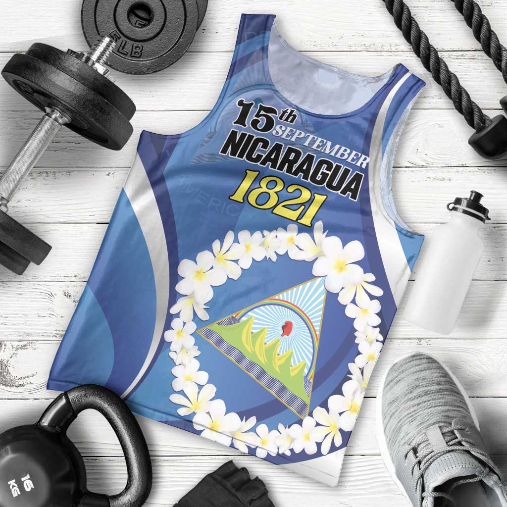 Personalized Nicaragua Independence Day 1821 Men Tank Top Plumeria Floral - Wonder Print Shop
