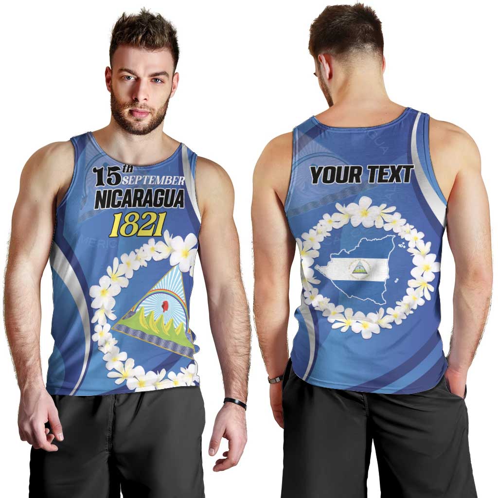 Personalized Nicaragua Independence Day 1821 Men Tank Top Plumeria Floral - Wonder Print Shop