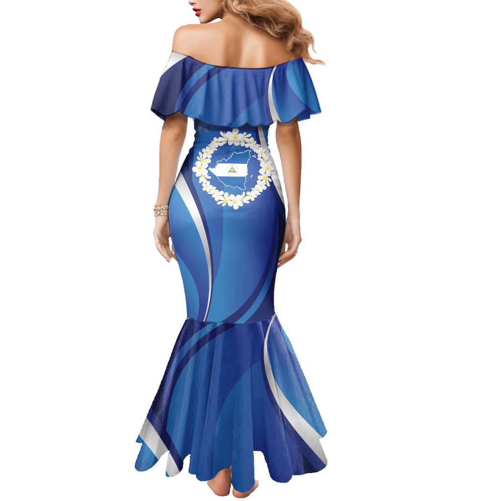 Personalized Nicaragua Independence Day 1821 Mermaid Dress Plumeria Floral - Wonder Print Shop
