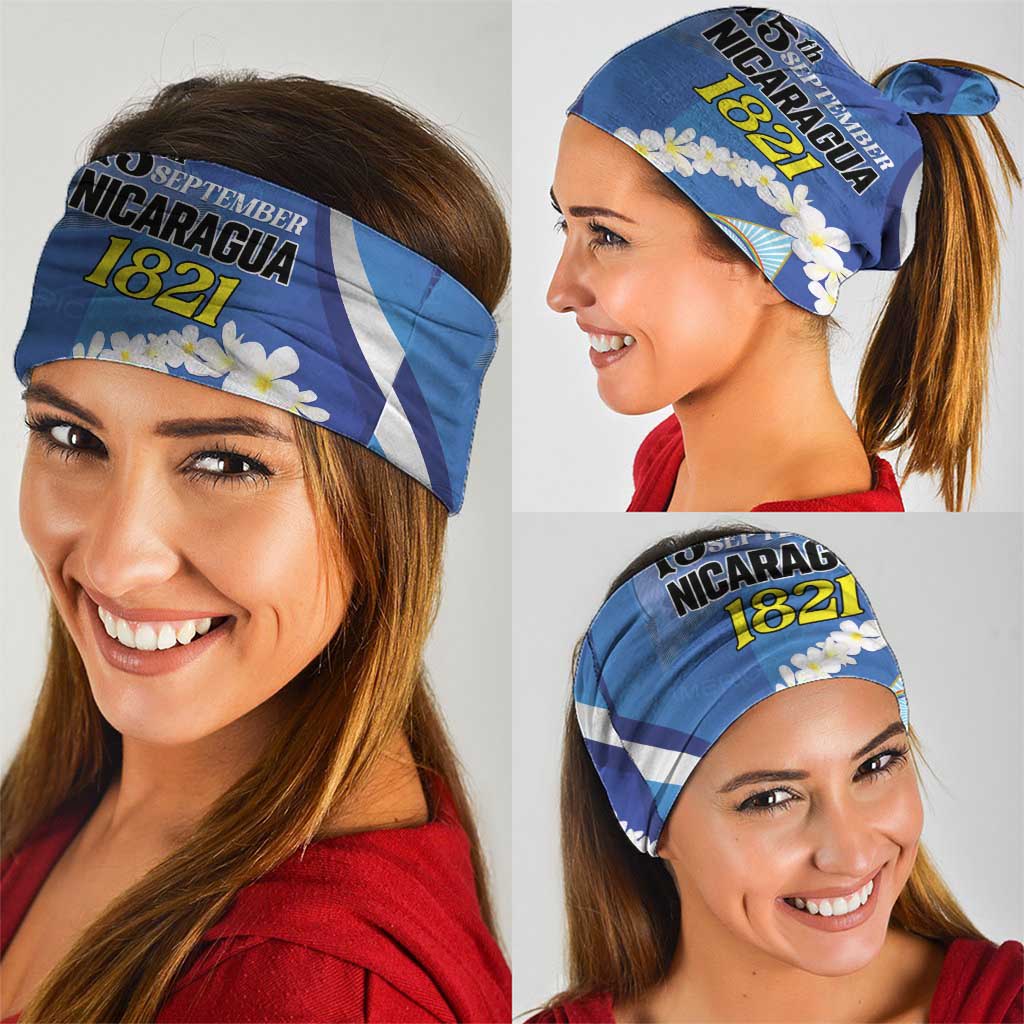 Nicaragua Independence Day 1821 Neck Gaiter Plumeria Floral - Wonder Print Shop