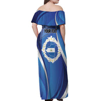 Personalized Nicaragua Independence Day 1821 Off Shoulder Maxi Dress Plumeria Floral - Wonder Print Shop