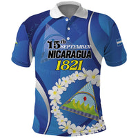Personalized Nicaragua Independence Day 1821 Polo Shirt Plumeria Floral - Wonder Print Shop