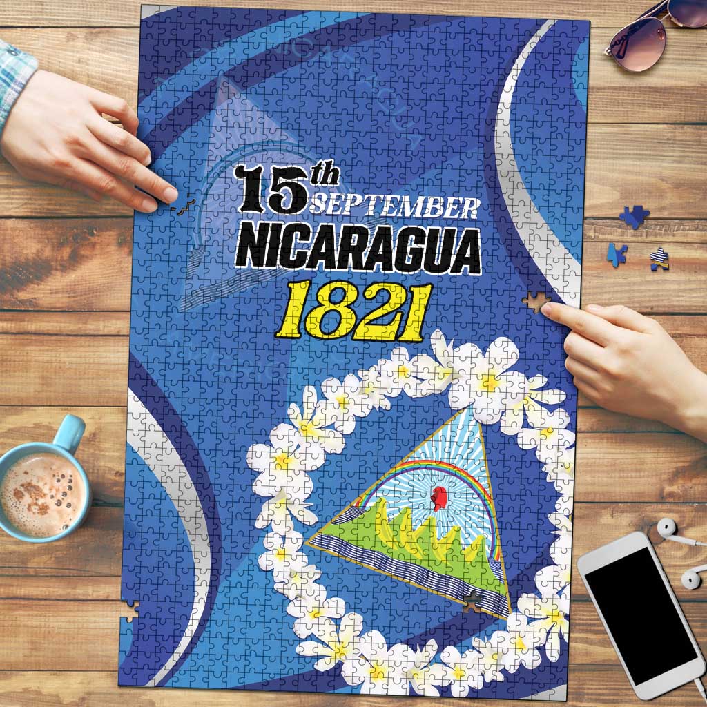 Nicaragua Independence Day 1821 Puzzle Plumeria Floral - Wonder Print Shop