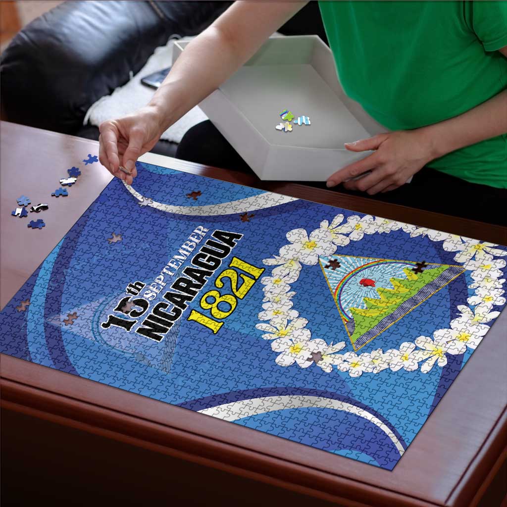 Nicaragua Independence Day 1821 Puzzle Plumeria Floral - Wonder Print Shop
