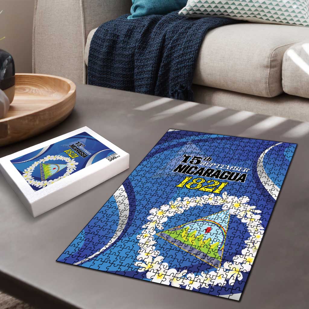 Nicaragua Independence Day 1821 Puzzle Plumeria Floral - Wonder Print Shop