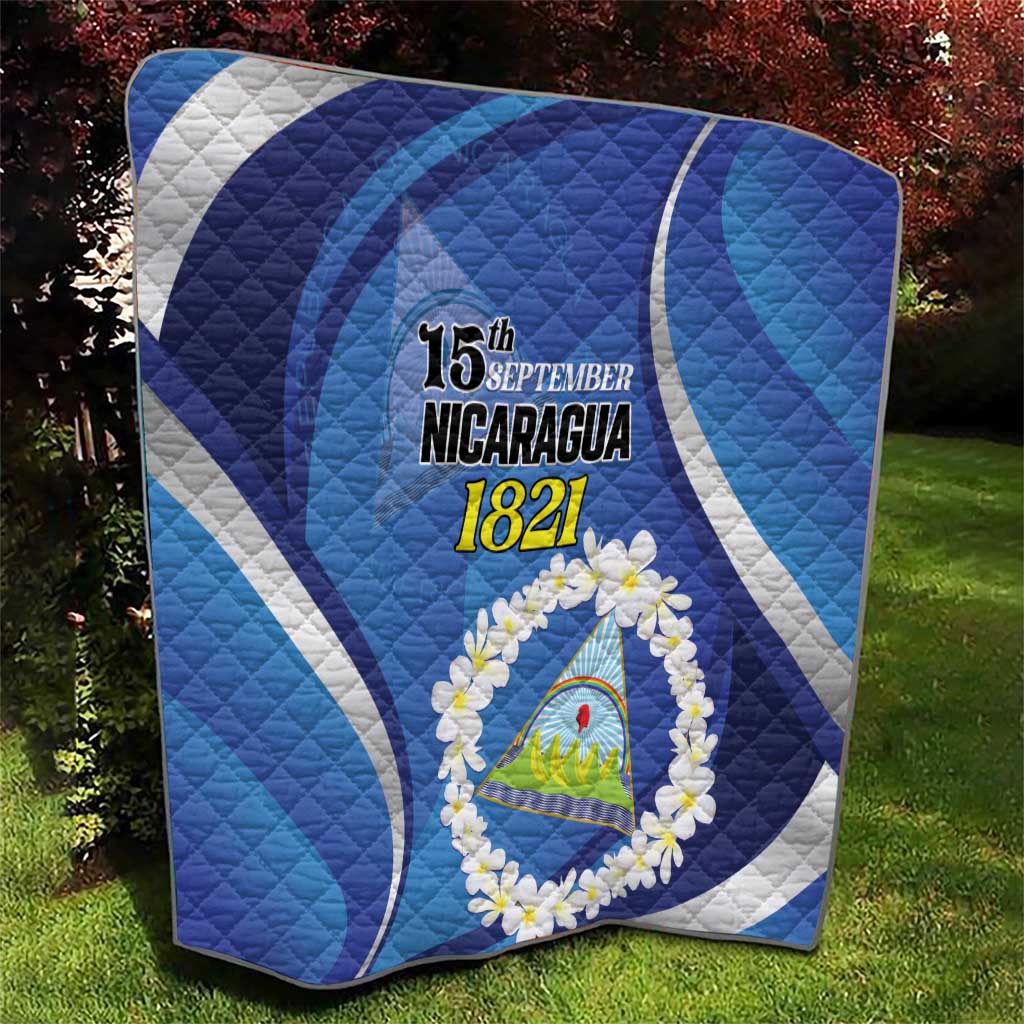 Nicaragua Independence Day 1821 Quilt Plumeria Floral - Wonder Print Shop