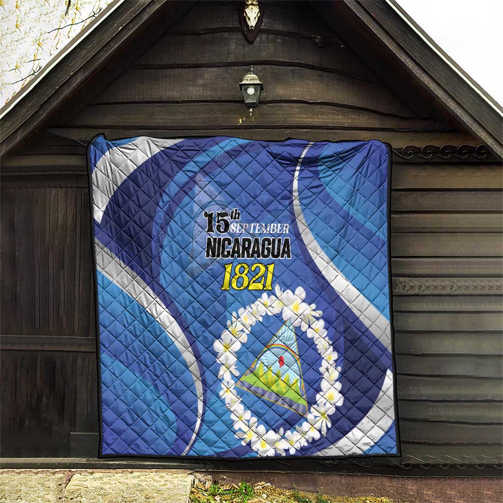 Nicaragua Independence Day 1821 Quilt Plumeria Floral - Wonder Print Shop