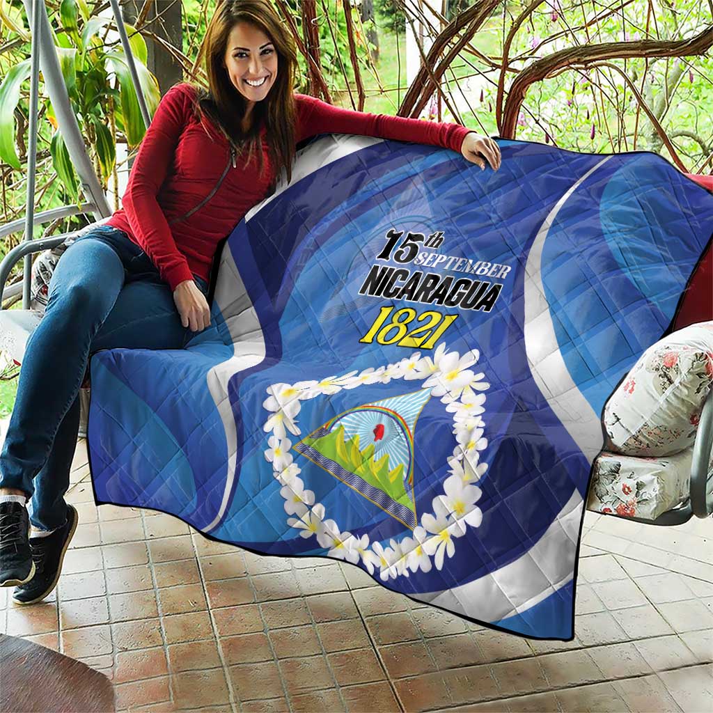Nicaragua Independence Day 1821 Quilt Plumeria Floral - Wonder Print Shop