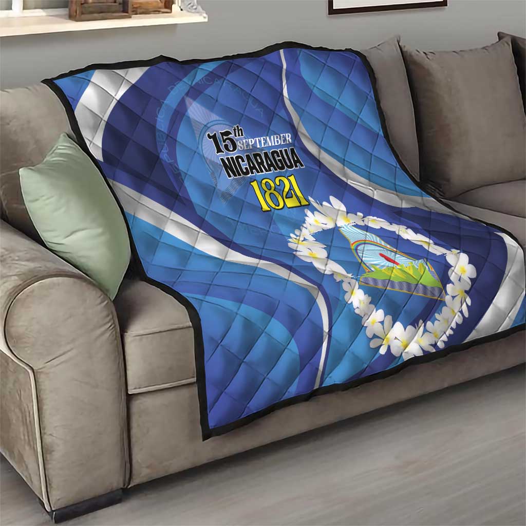 Nicaragua Independence Day 1821 Quilt Plumeria Floral - Wonder Print Shop