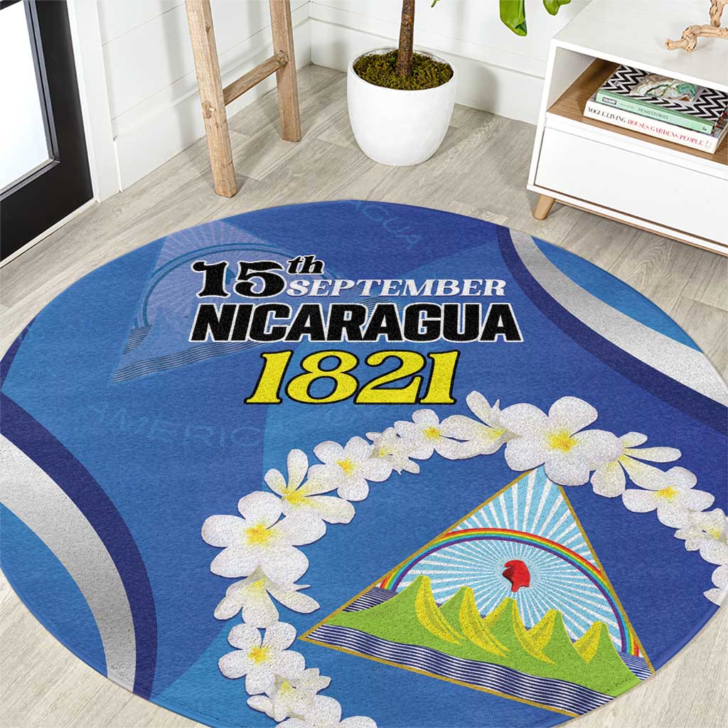 Nicaragua Independence Day 1821 Round Carpet Plumeria Floral - Wonder Print Shop