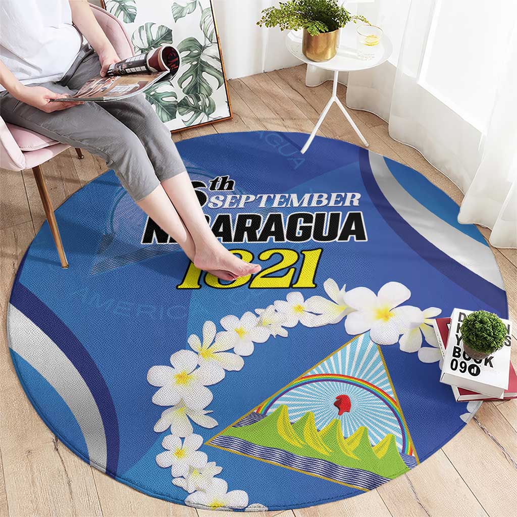 Nicaragua Independence Day 1821 Round Carpet Plumeria Floral - Wonder Print Shop