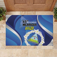 Nicaragua Independence Day 1821 Rubber Doormat Plumeria Floral - Wonder Print Shop