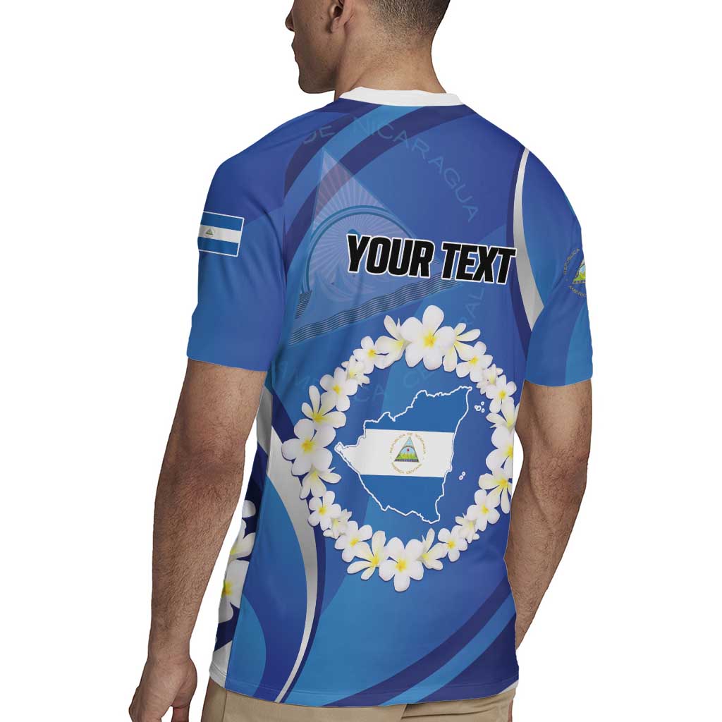 Personalized Nicaragua Independence Day 1821 Rugby Jersey Plumeria Floral - Wonder Print Shop