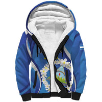 Personalized Nicaragua Independence Day 1821 Sherpa Hoodie Plumeria Floral - Wonder Print Shop