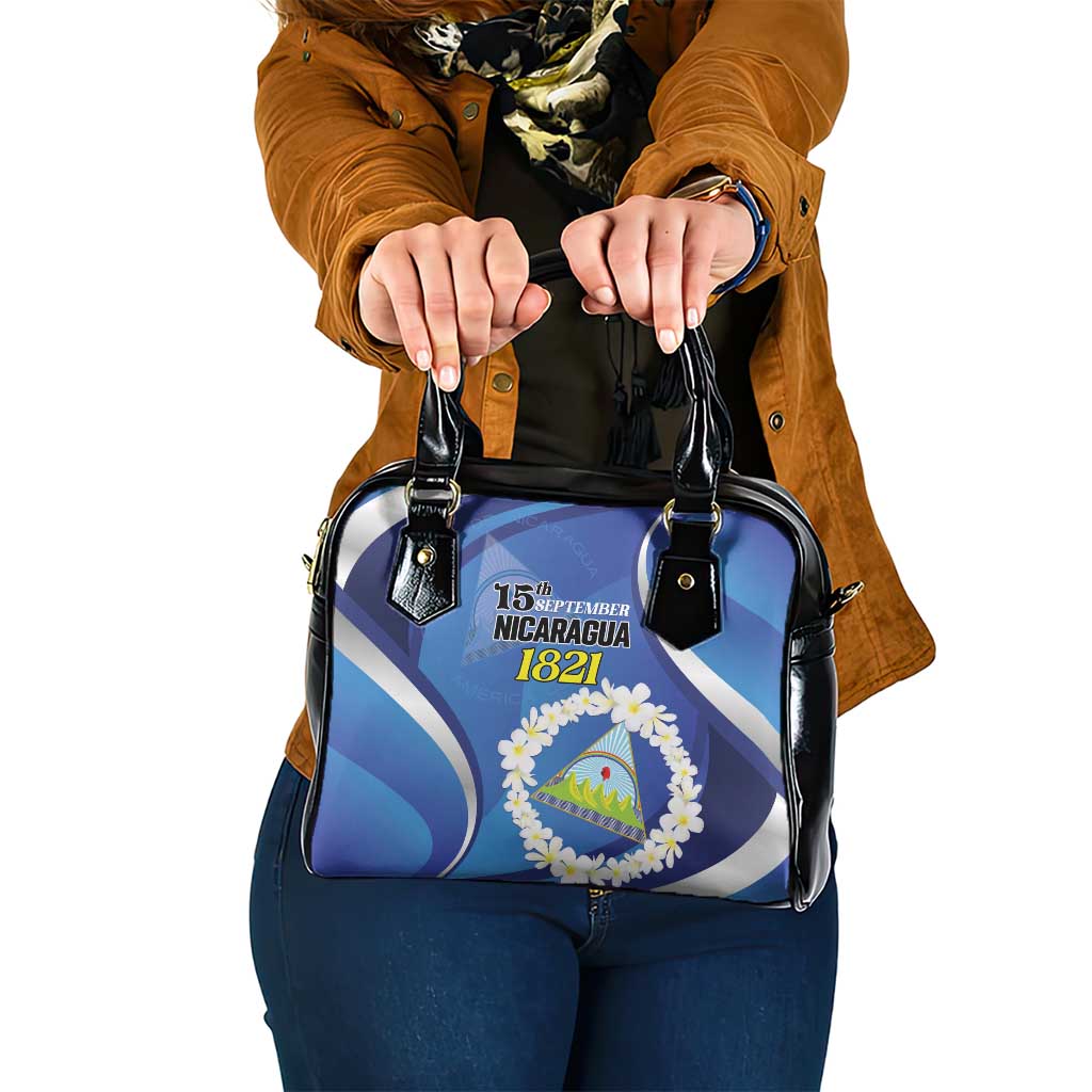 Nicaragua Independence Day 1821 Shoulder Handbag Plumeria Floral - Wonder Print Shop