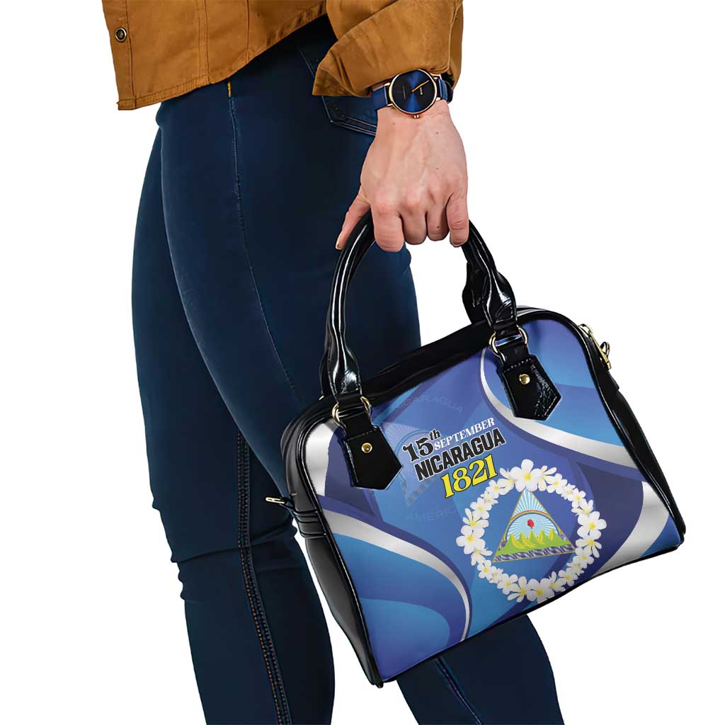 Nicaragua Independence Day 1821 Shoulder Handbag Plumeria Floral - Wonder Print Shop