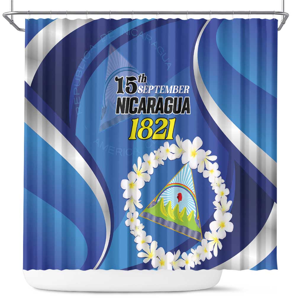 Nicaragua Independence Day 1821 Shower Curtain Plumeria Floral - Wonder Print Shop