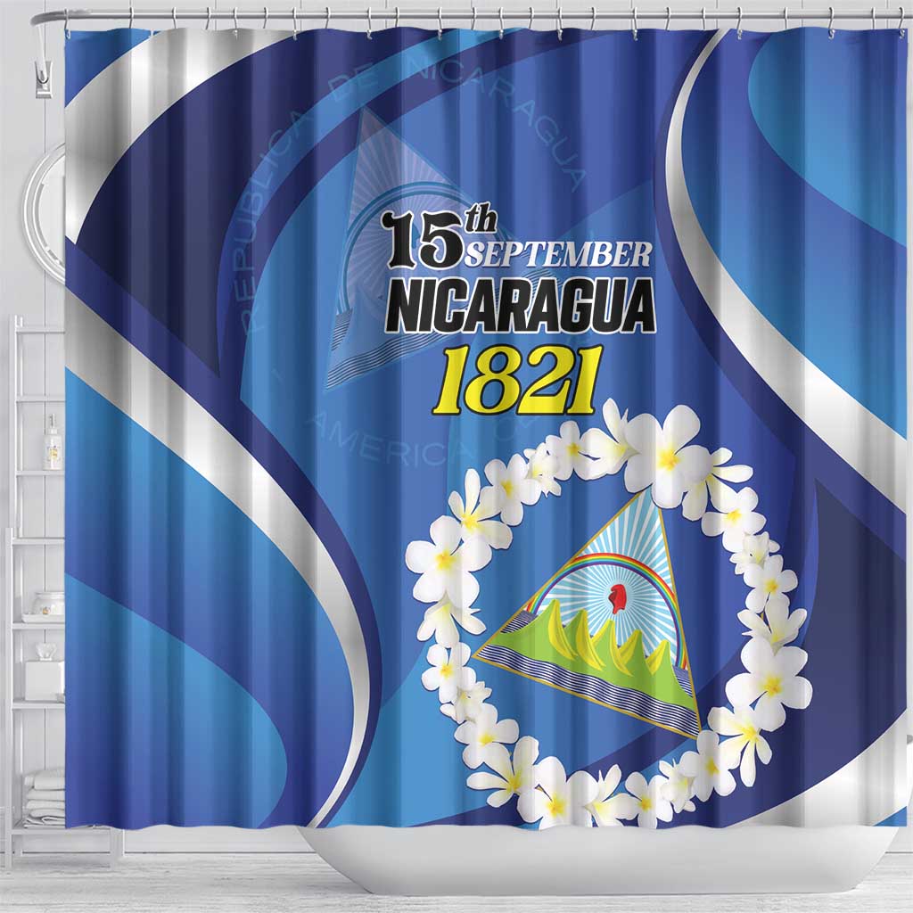 Nicaragua Independence Day 1821 Shower Curtain Plumeria Floral - Wonder Print Shop