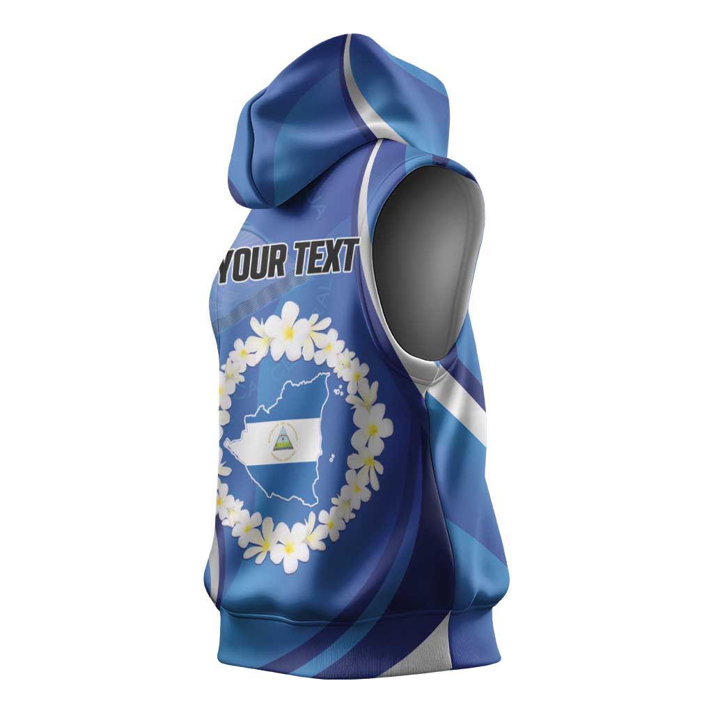 Personalized Nicaragua Independence Day 1821 Sleeveless Hoodie Plumeria Floral - Wonder Print Shop