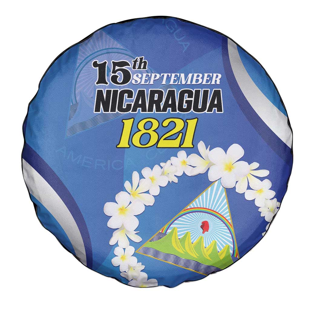 Nicaragua Independence Day 1821 Spare Tire Cover Plumeria Floral - Wonder Print Shop