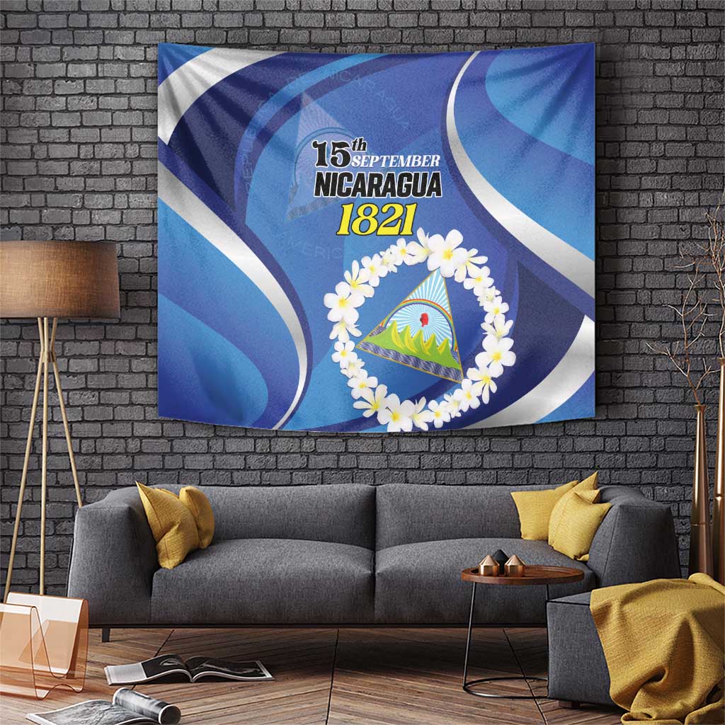 Nicaragua Independence Day 1821 Tapestry Plumeria Floral - Wonder Print Shop