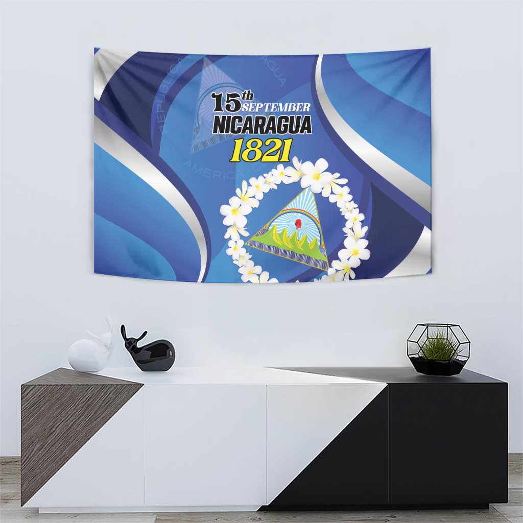 Nicaragua Independence Day 1821 Tapestry Plumeria Floral - Wonder Print Shop