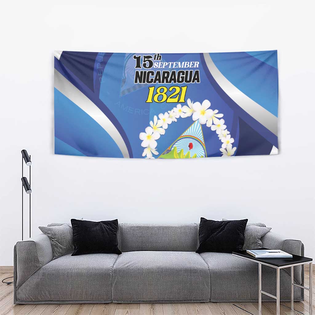 Nicaragua Independence Day 1821 Tapestry Plumeria Floral - Wonder Print Shop