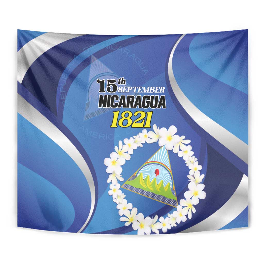 Nicaragua Independence Day 1821 Tapestry Plumeria Floral - Wonder Print Shop