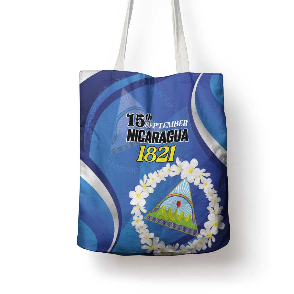 Nicaragua Independence Day 1821 Tote Bag Plumeria Floral - Wonder Print Shop