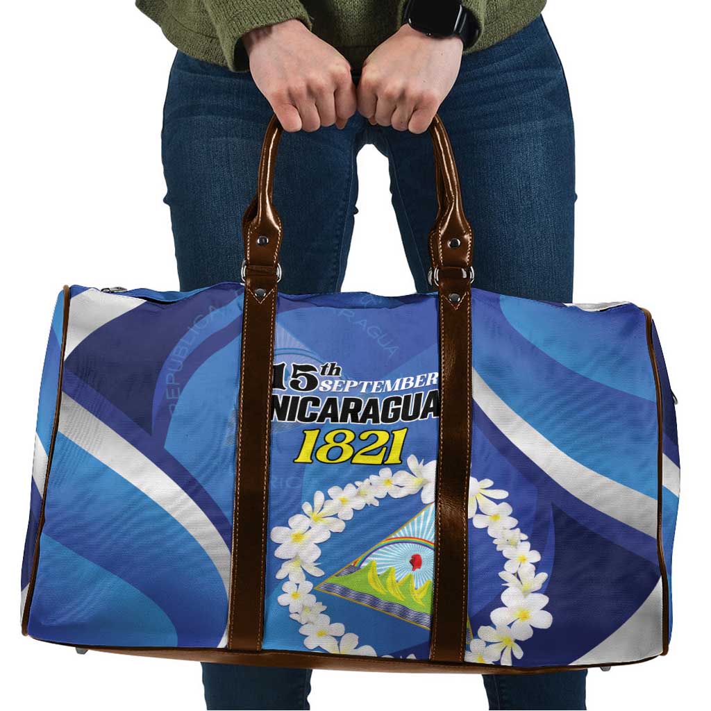 Nicaragua Independence Day 1821 Travel Bag Plumeria Floral - Wonder Print Shop