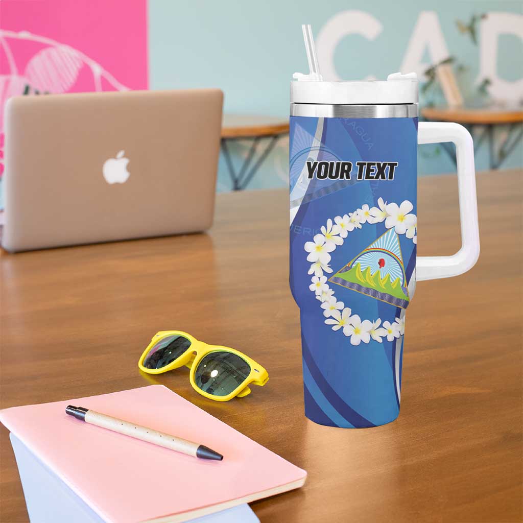 Personalized Nicaragua Independence Day 1821 Tumbler With Handle Plumeria Floral - Wonder Print Shop