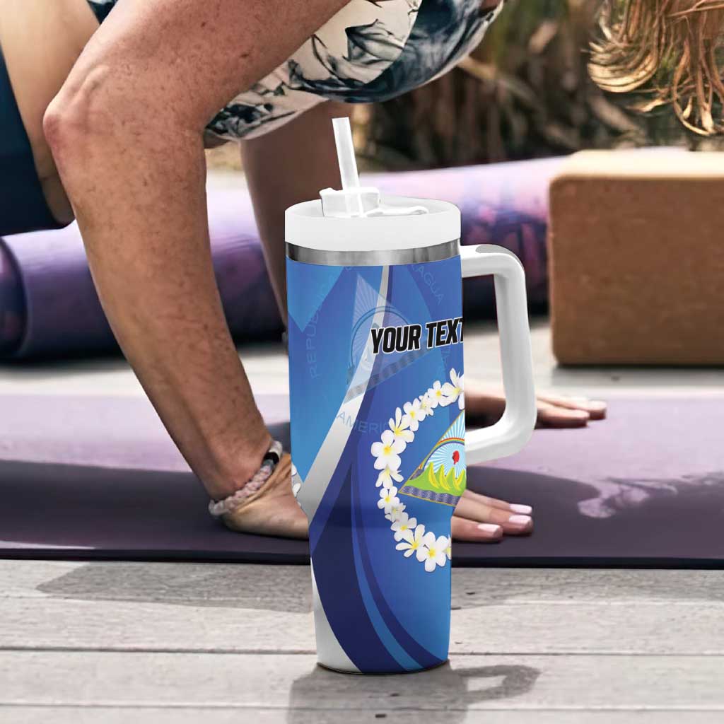 Personalized Nicaragua Independence Day 1821 Tumbler With Handle Plumeria Floral - Wonder Print Shop
