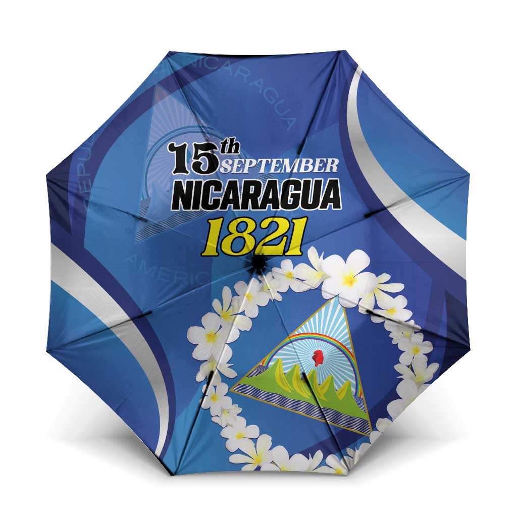 Nicaragua Independence Day 1821 Umbrella Plumeria Floral - Wonder Print Shop