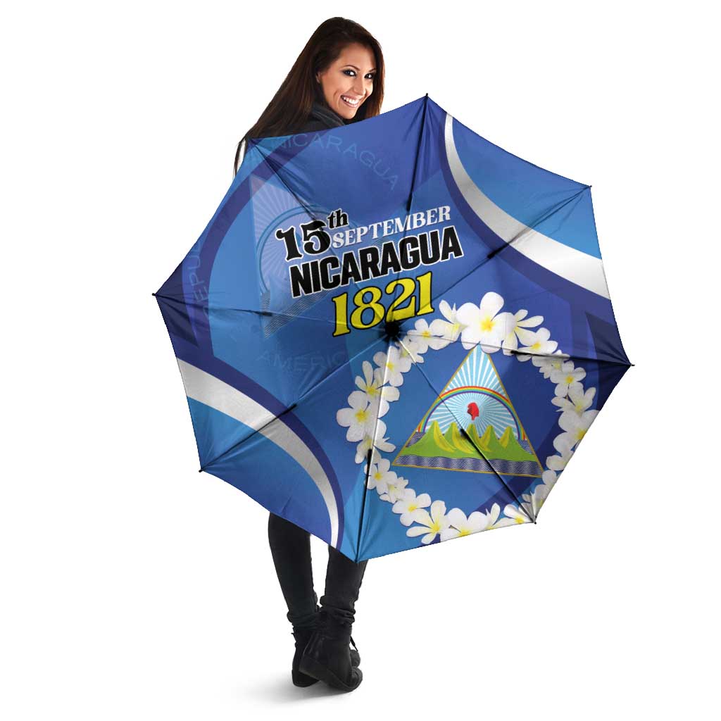 Nicaragua Independence Day 1821 Umbrella Plumeria Floral - Wonder Print Shop