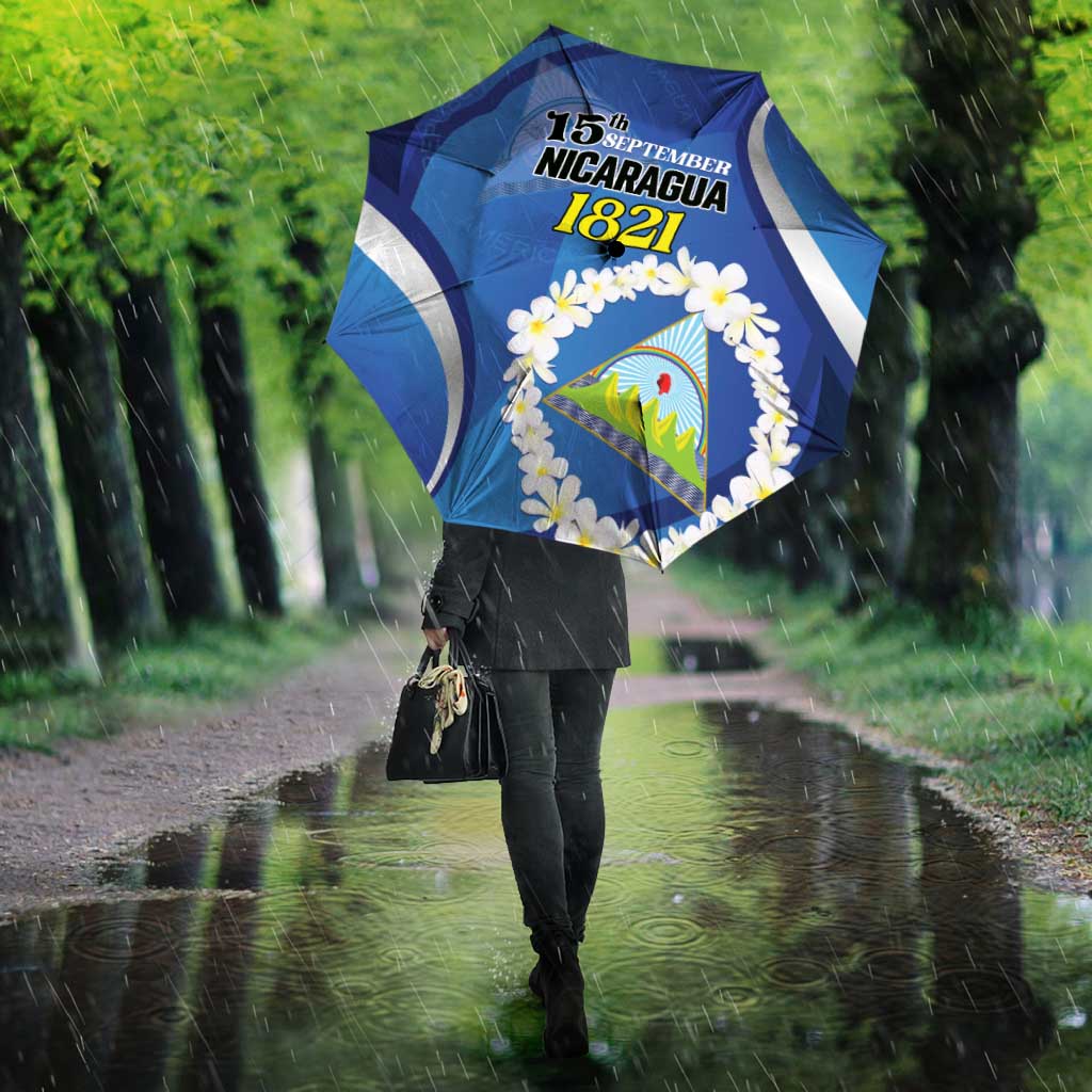 Nicaragua Independence Day 1821 Umbrella Plumeria Floral - Wonder Print Shop
