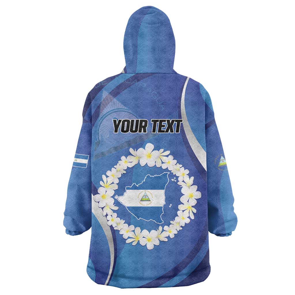 Personalized Nicaragua Independence Day 1821 Wearable Blanket Hoodie Plumeria Floral - Wonder Print Shop