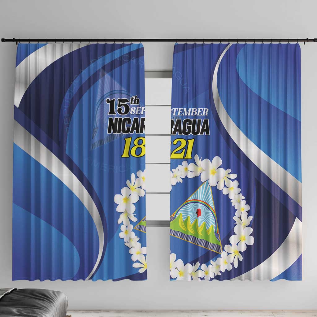 Nicaragua Independence Day 1821 Window Curtain Plumeria Floral - Wonder Print Shop