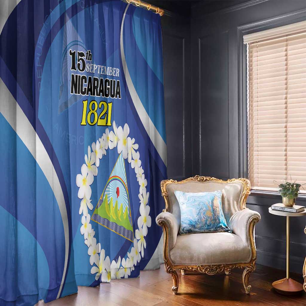 Nicaragua Independence Day 1821 Window Curtain Plumeria Floral - Wonder Print Shop