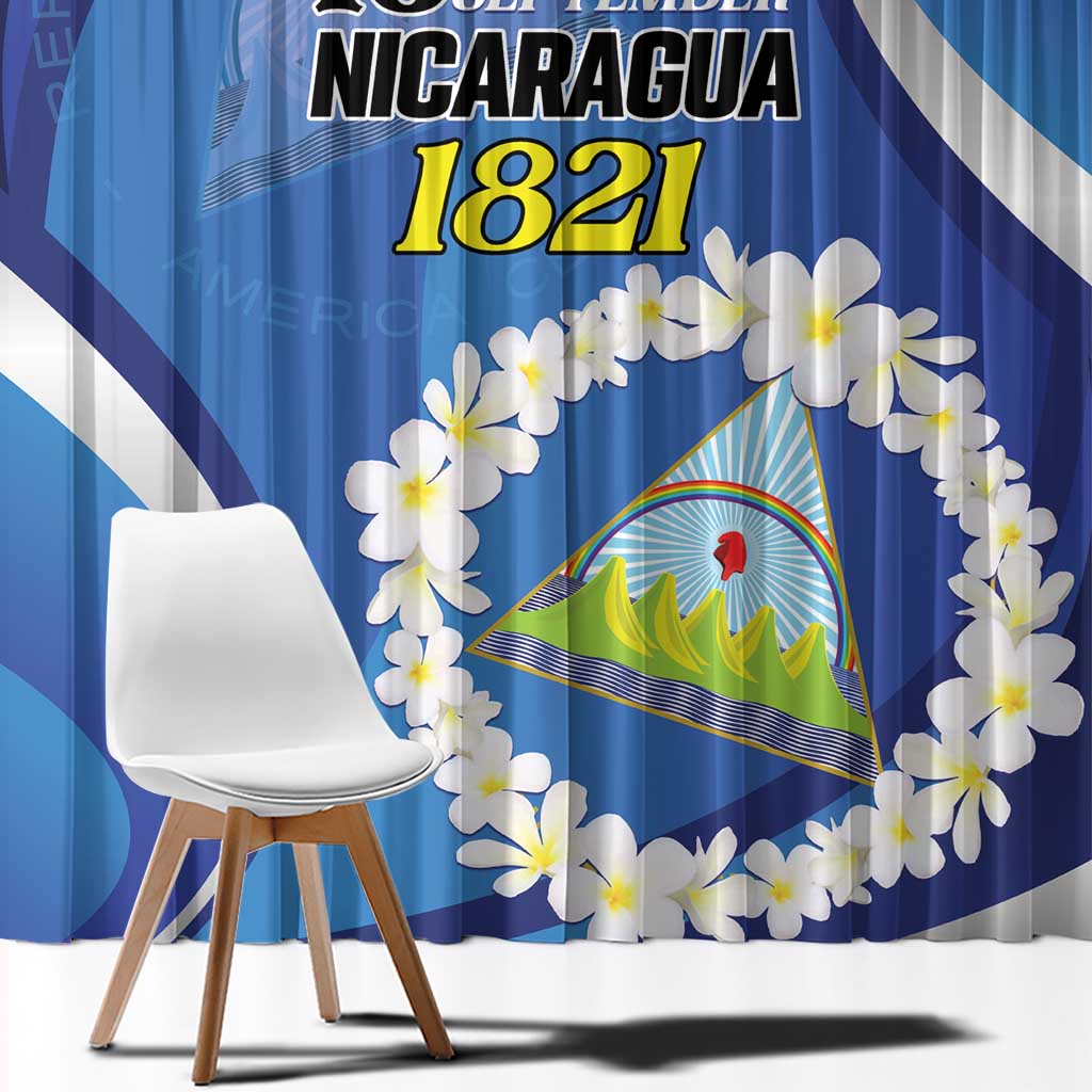 Nicaragua Independence Day 1821 Window Curtain Plumeria Floral - Wonder Print Shop