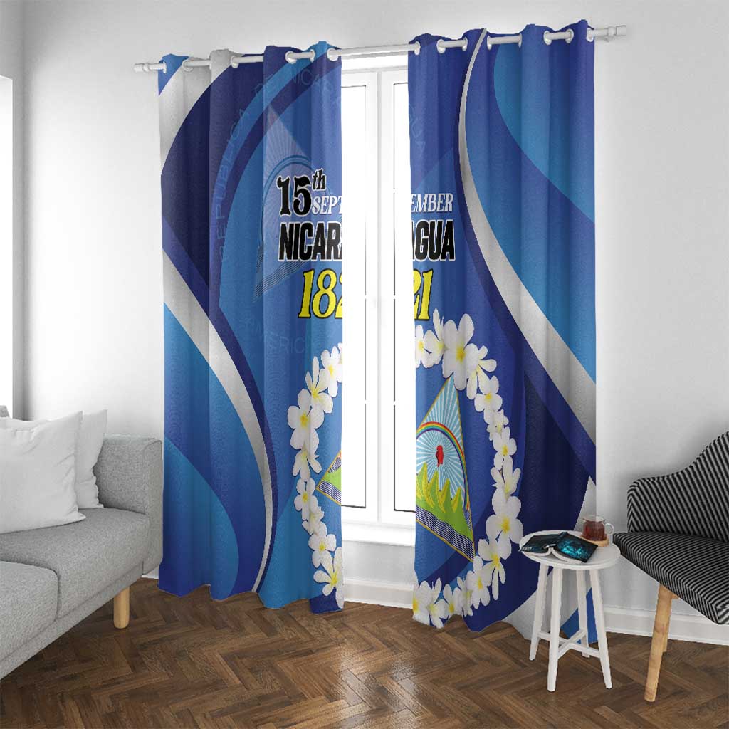 Nicaragua Independence Day 1821 Window Curtain Plumeria Floral - Wonder Print Shop