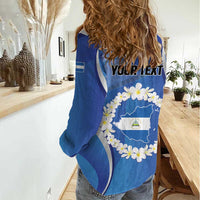 Personalized Nicaragua Independence Day 1821 Women Casual Shirt Plumeria Floral - Wonder Print Shop
