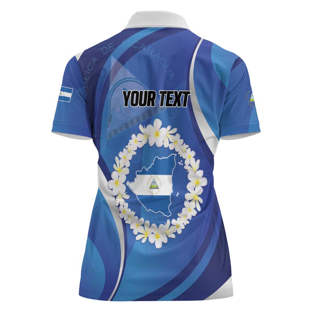 Personalized Nicaragua Independence Day 1821 Women Polo Shirt Plumeria Floral - Wonder Print Shop