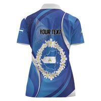 Personalized Nicaragua Independence Day 1821 Women Polo Shirt Plumeria Floral - Wonder Print Shop