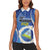 Personalized Nicaragua Independence Day 1821 Women Sleeveless Polo Shirt Plumeria Floral - Wonder Print Shop