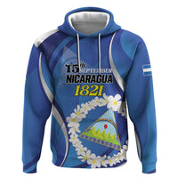 Personalized Nicaragua Independence Day 1821 Zip Hoodie Plumeria Floral - Wonder Print Shop